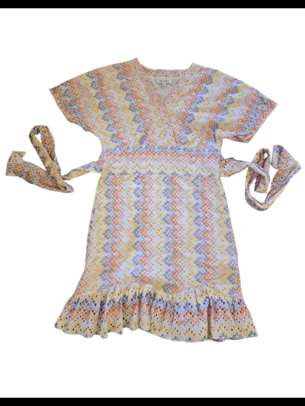 Pedro del Hierro multicolor chevron wrap mini dress in size 8 (UK 12)